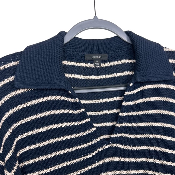 J Crew Relaxed Collared Sweater in Stripe Navy Blue Size M - Picture 8 of 10